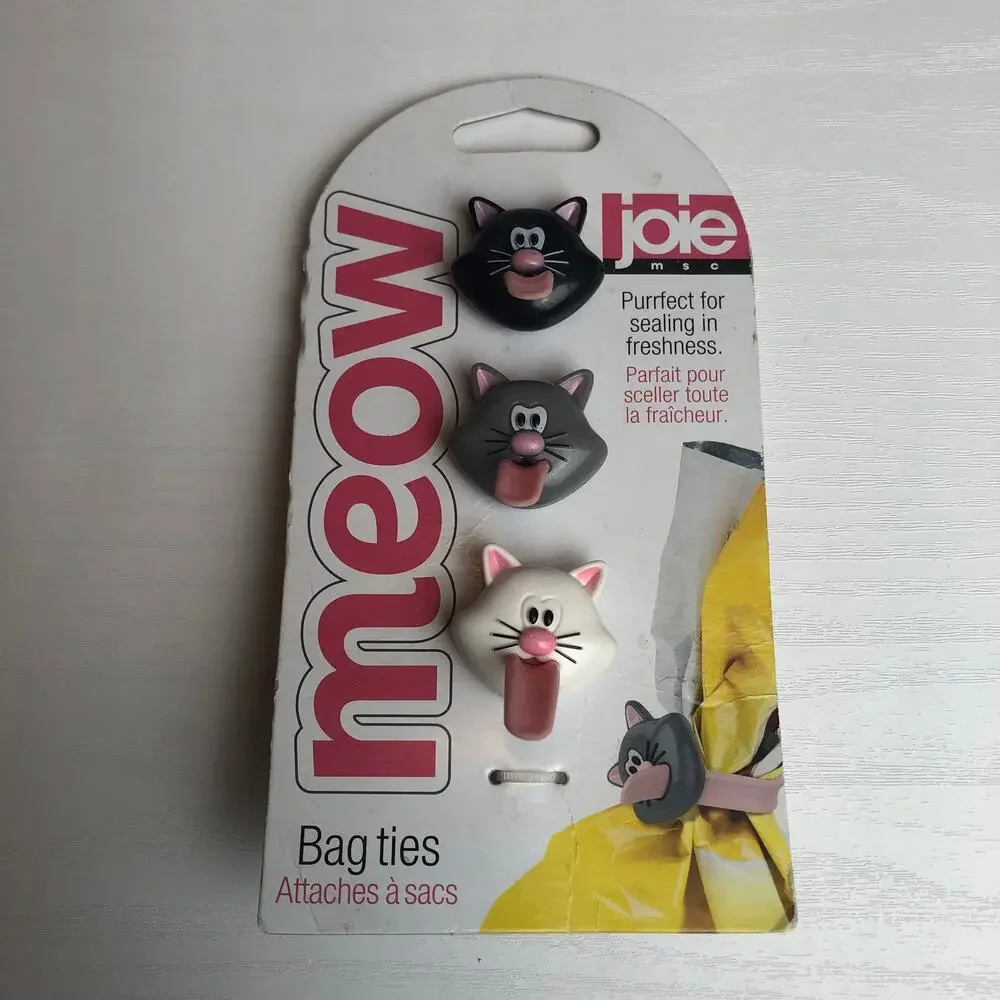 Joie Inc Meow Silicone Kitty Cat Kitten Bag Cable Ties for Organization
